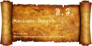 Maninger Henrik névjegykártya